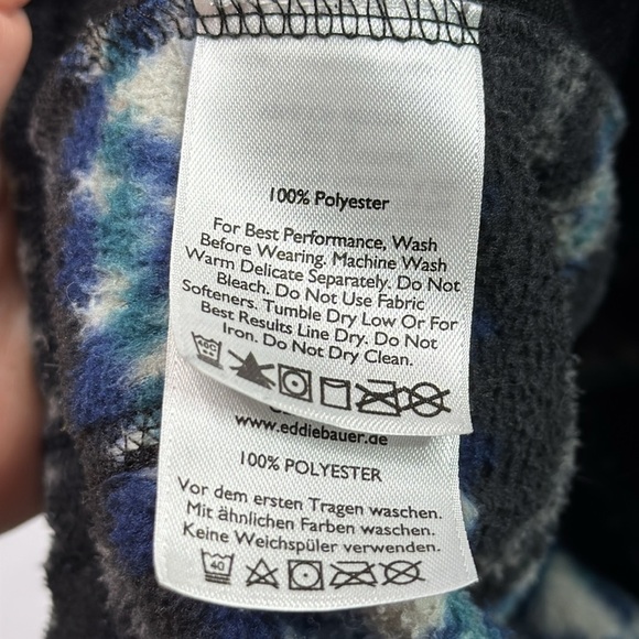 Eddie Bauer Blue Black 1/4 Zip Fleece Pullover Sweatshirt Small - Picture 8 of 9